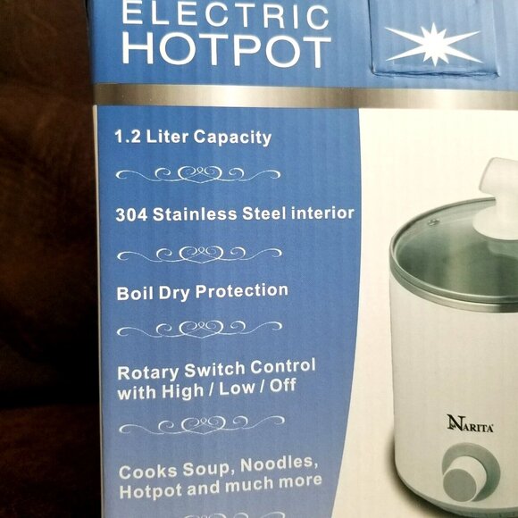 Narita Electric Stainless Steel Hotpot 1.2L Easy Boil Eggs Cook Soup Noodles And - Picture 6 of 15